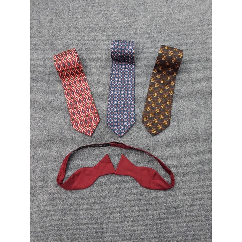 Lot‎ of 4 BROOKS BROTHERS Neck Tie Bow Tie Blue Red Geometric Pattern